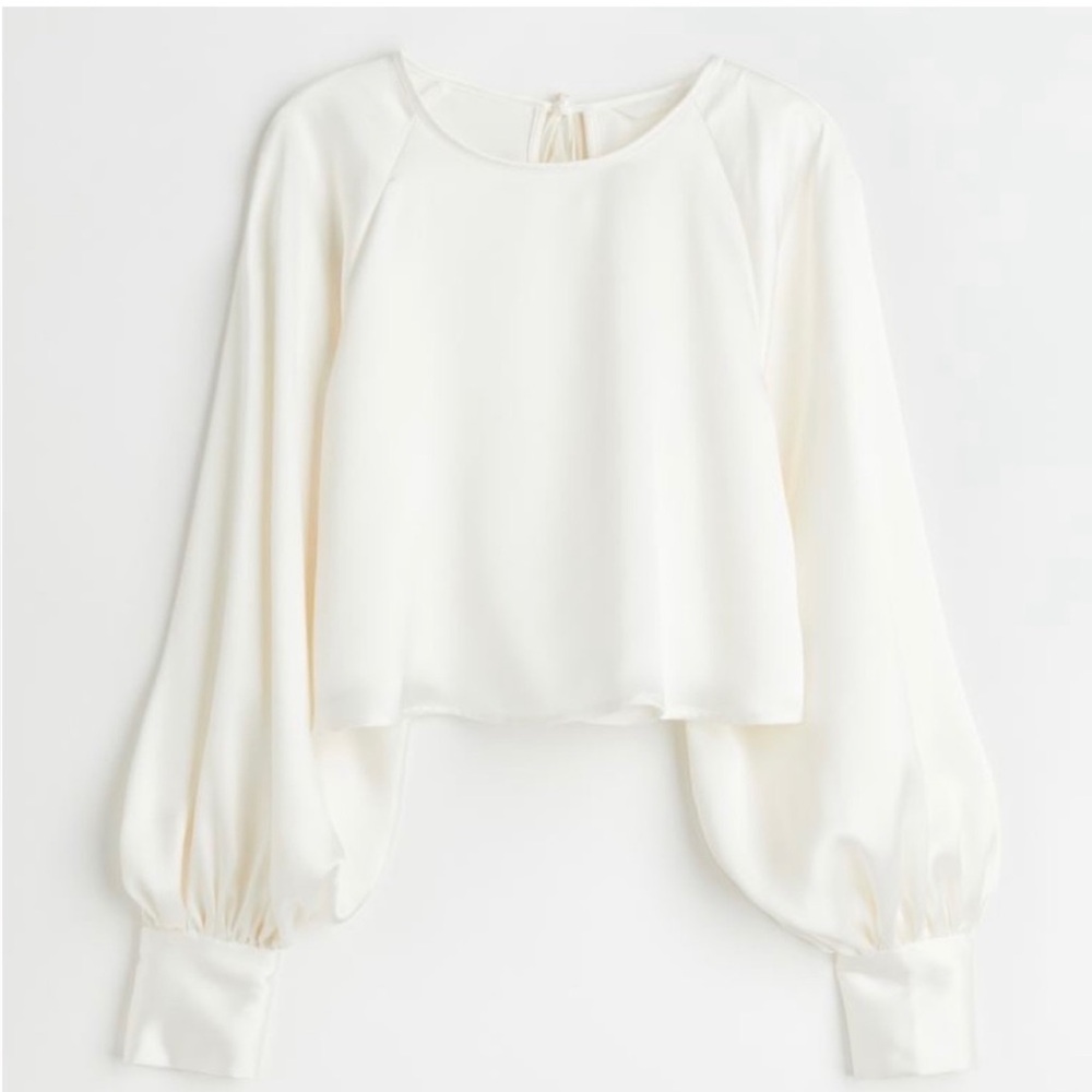 Ivory Satin Cropped Blouse